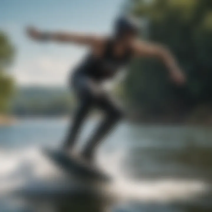 Professional wakeboarder catching air on a wakeboard