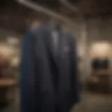 Elegant suit jacket hanging on a hanger