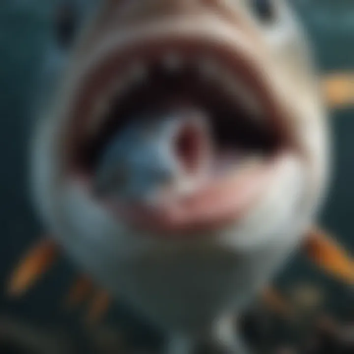 Close-Up of Fish Mouth Capturing Prey