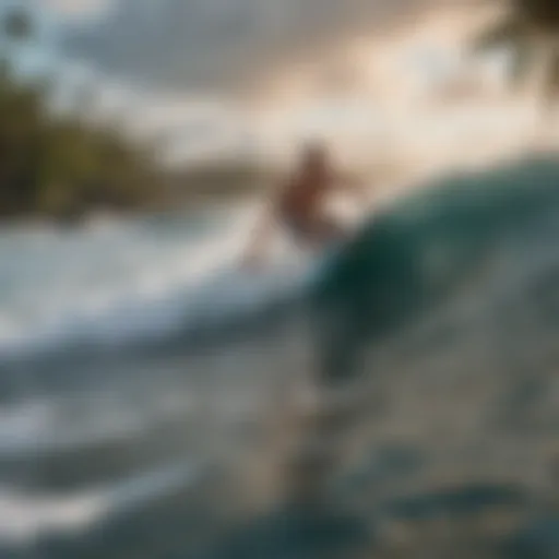 Surfer navigating through the barrel at Honoli'i Beach Park