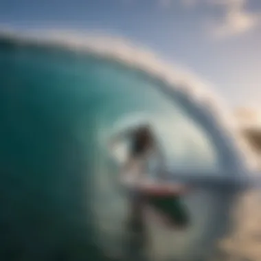 Surfer gracefully carving a wave at Pohoiki Beach