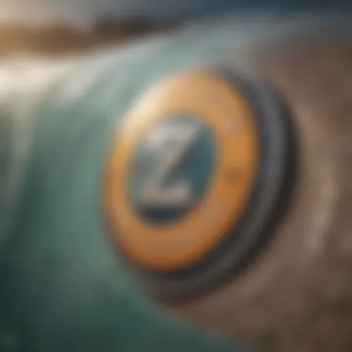 Vintage surf clothing brand logo on colorful background