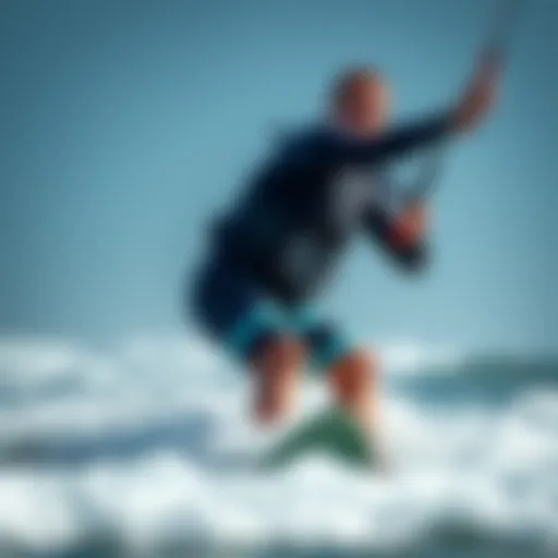 Dynamic demonstration of waist-wrap leash in action on the water