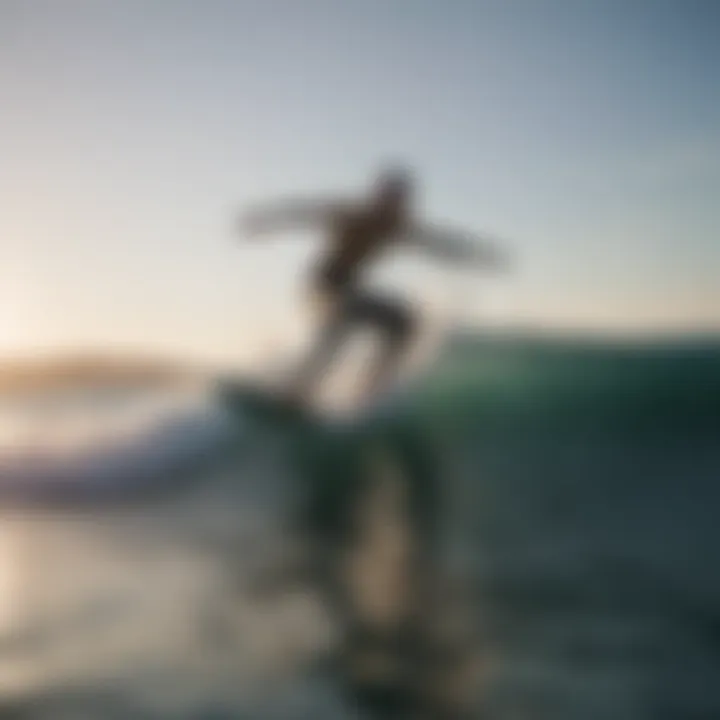 Wake foil surfer carving a smooth turn on the water