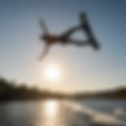 Wakeboarder performing a stylish aerial trick on a 139 cm wakeboard