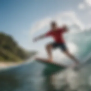 Close-up of wave bandit skimboard in motion on water