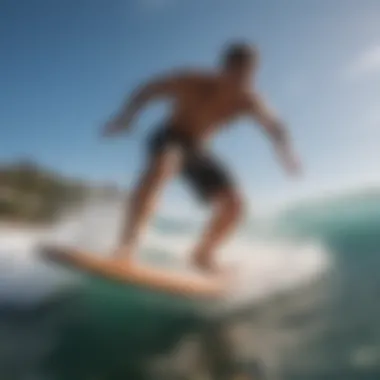 Dynamic wave bandit skimboard rider in action