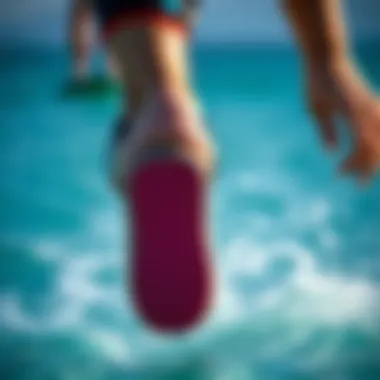 Athlete showcasing performance in wave zone flip flops