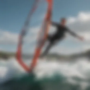 Windsurfer utilizing wind direction for speed