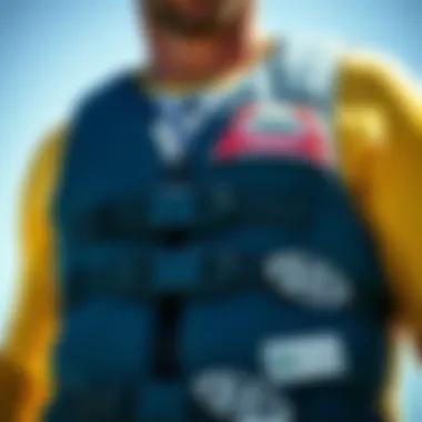 Safety Features of a Windsurfing Life Jacket Close-up of a life jacket with safety features