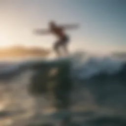 A graceful wing surfer riding the waves