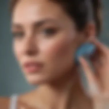 Woman performing ear drainage technique at home