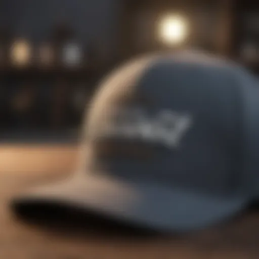 Detailed view of XL Flexfit hat showcasing unique design elements